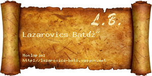 Lazarovics Bató névjegykártya